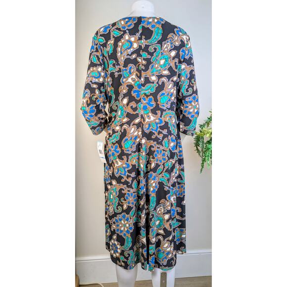 Jones New York Metropolis Dress Faux Wrap Ruched 3/4 Sleeve Flowy Career 20W NEW - Picture 9 of 11